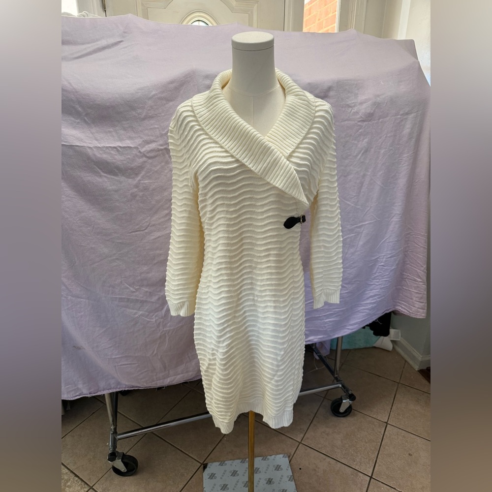 Calvin Klein Ivory Knit Sweater Dress